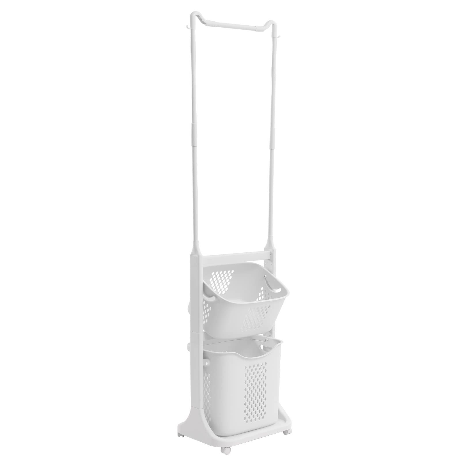 Gdrasuya10 Laundry Basket with Clothes Pole, Waterproof, ABS, PP, Linen, Metal