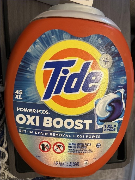 Tide Oxi Boost Power PODS Laundry Detergent Pacs, 45 Count, Set-In Stain Removal