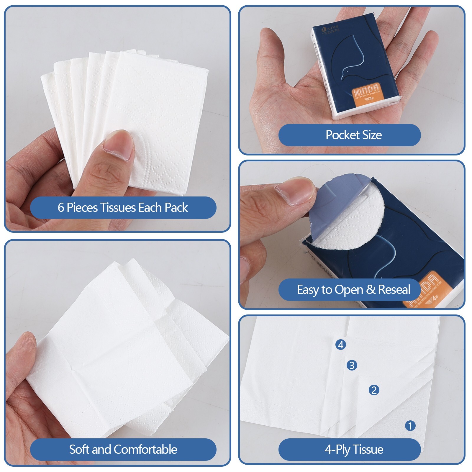 480 Pack 4-Ply Mini Soft Facial Tissues Pocket Tissue Paper Travel Size Tissue