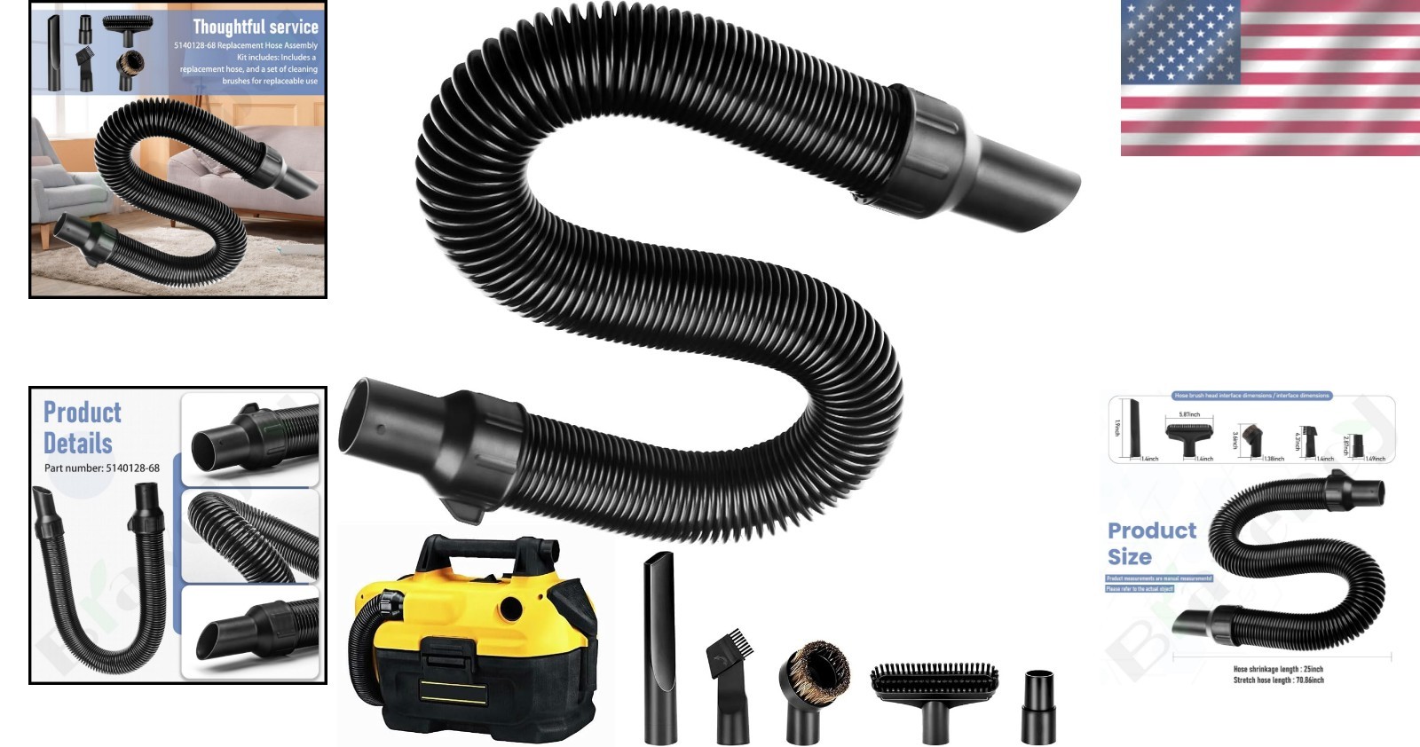 Replacement Hose Assembly Kit for Dewalt DCV580 DCV581H Vacuum