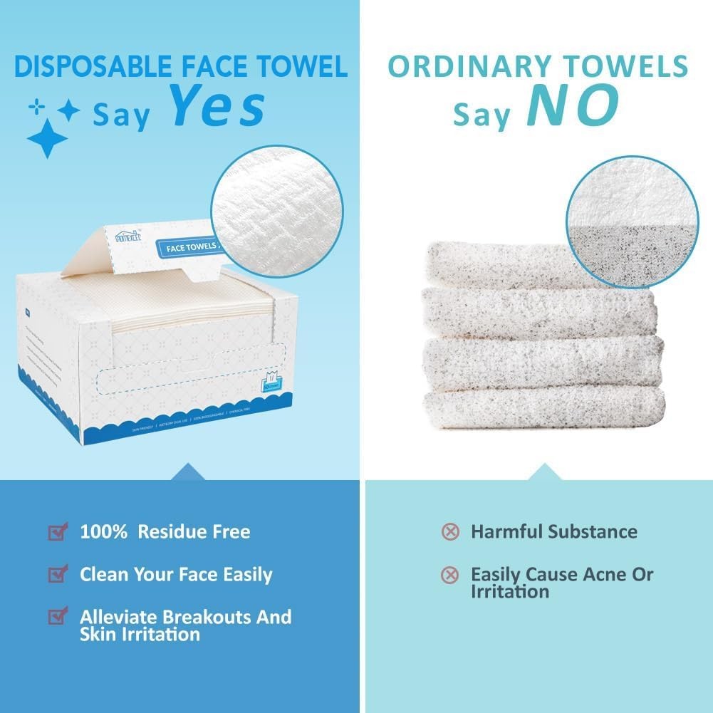 HOMEXCEL Face Towels 50 Count, Disposable Makeup Remover 1 Count (Pack of 50)