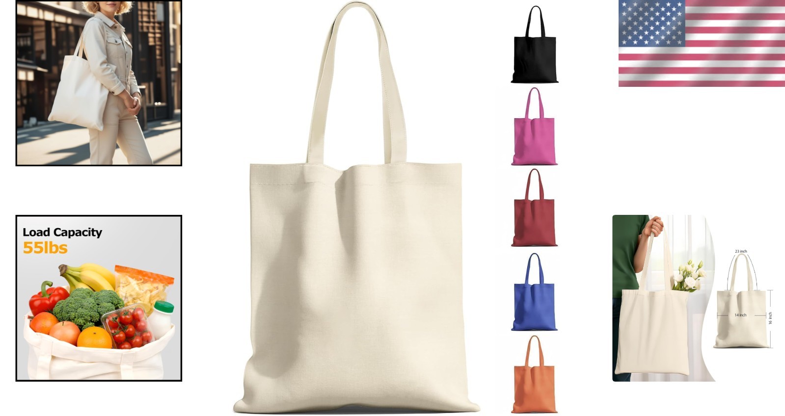 Durable and Lightweight Canvas Tote Bags – Perfect for Every Occasion, 200 Pack