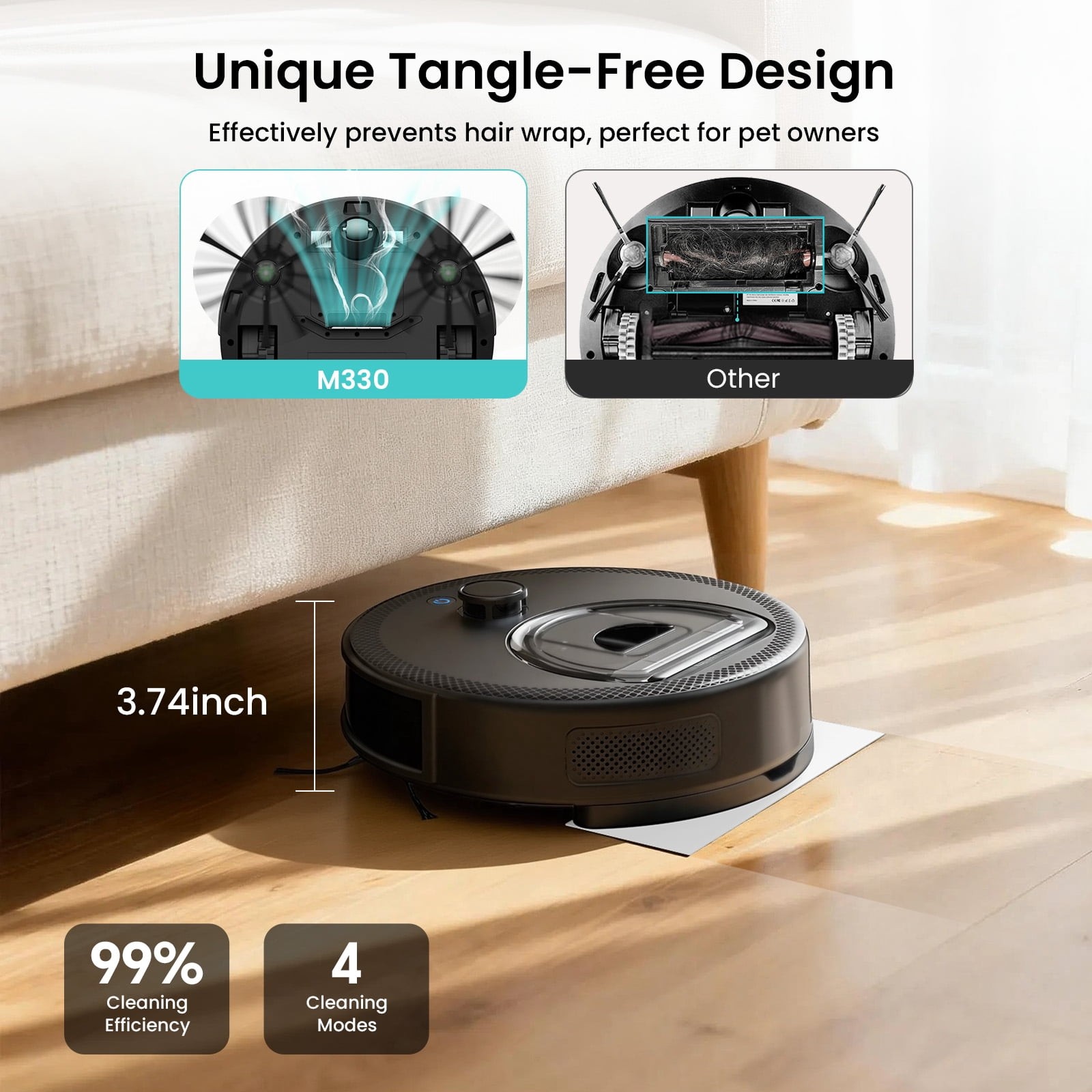 M330 Robot Vacuum & Mop with LiDAR Navigation, Obstacle Avoidance, 450ml Bin