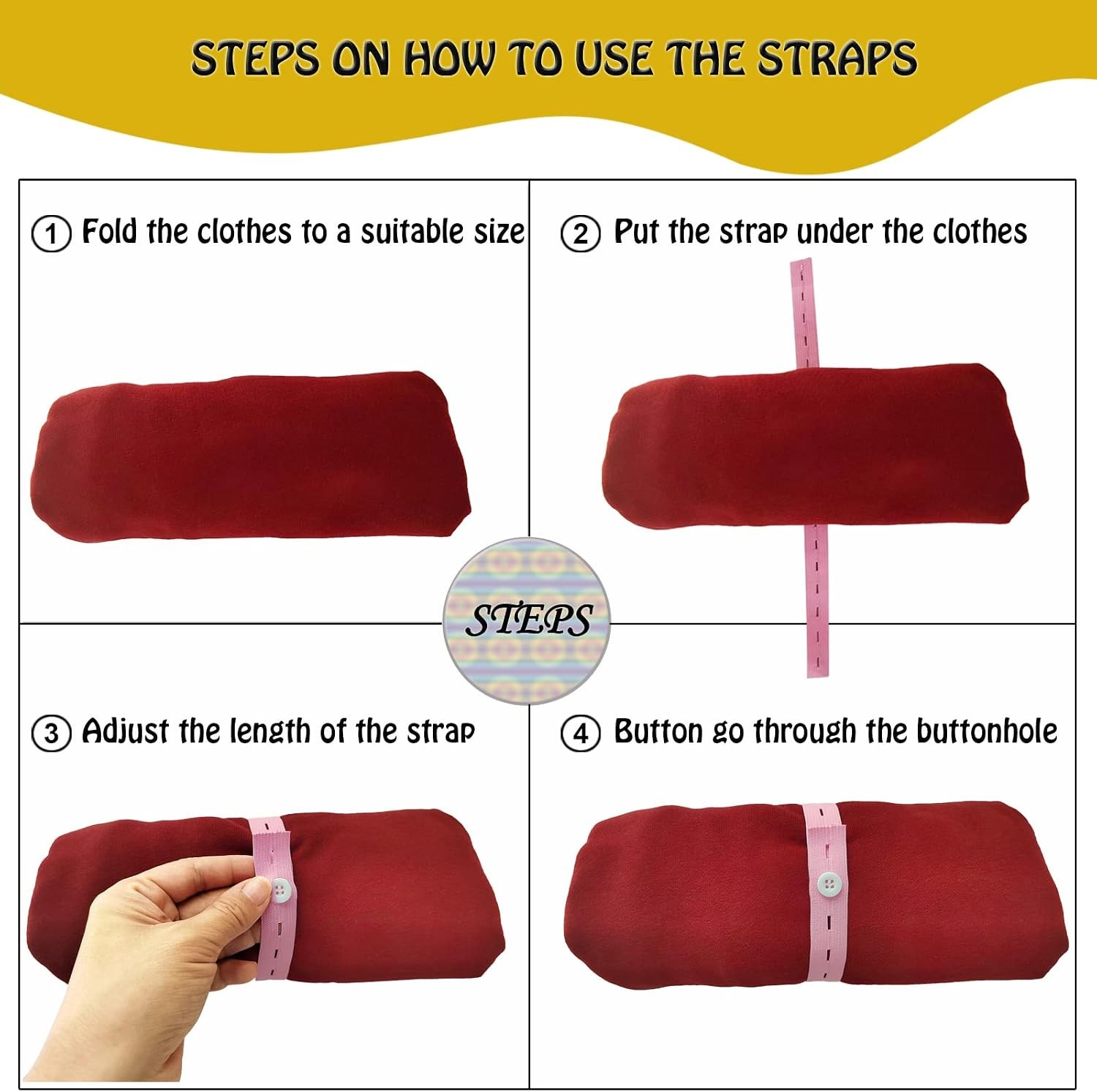100Pcs Elastic Band with Button & Buttonholes,Heavy Duty Drawers Clothing