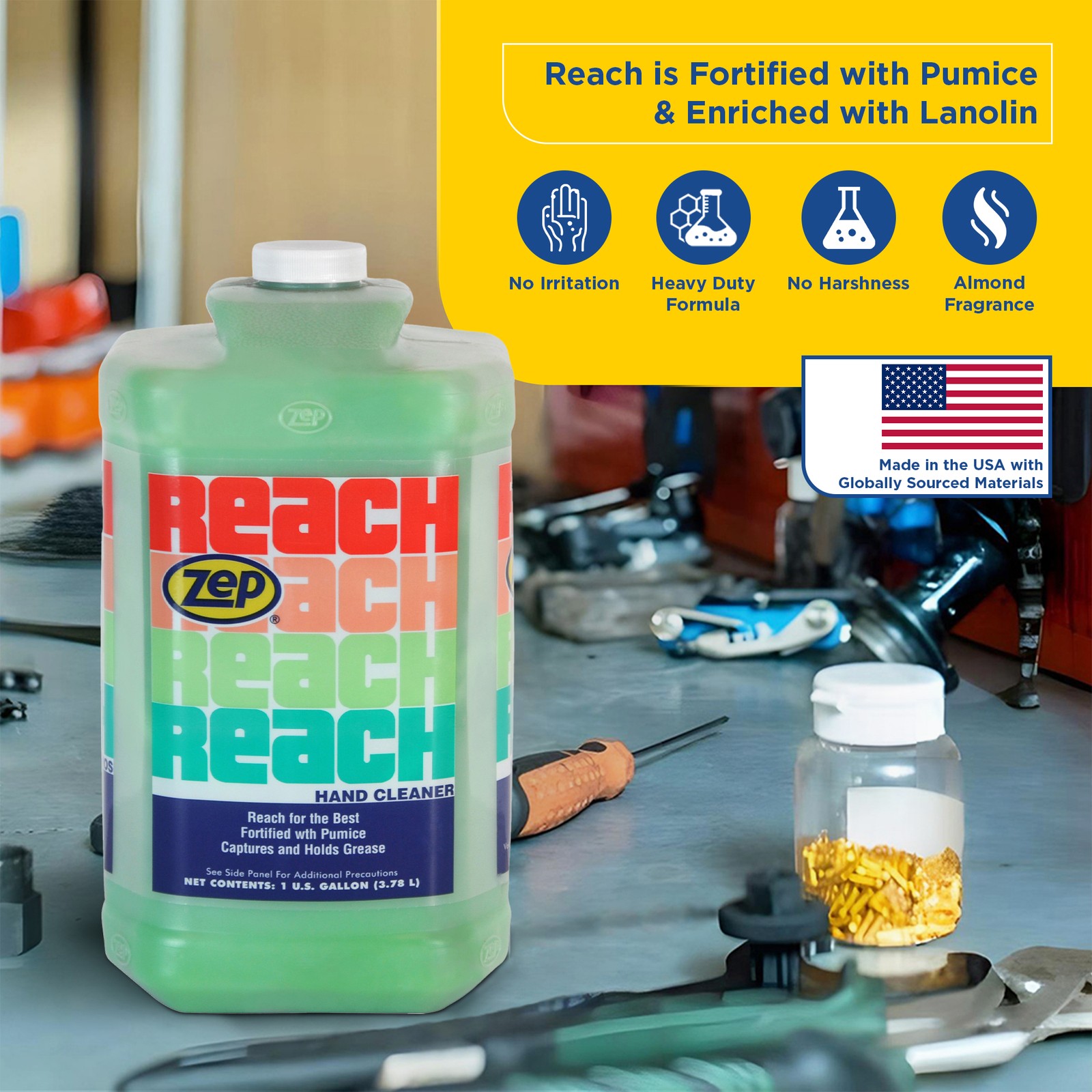 Zep Reach Industrial Strength Hand Cleaner – 1 Gallon (Case of 4) – 92524