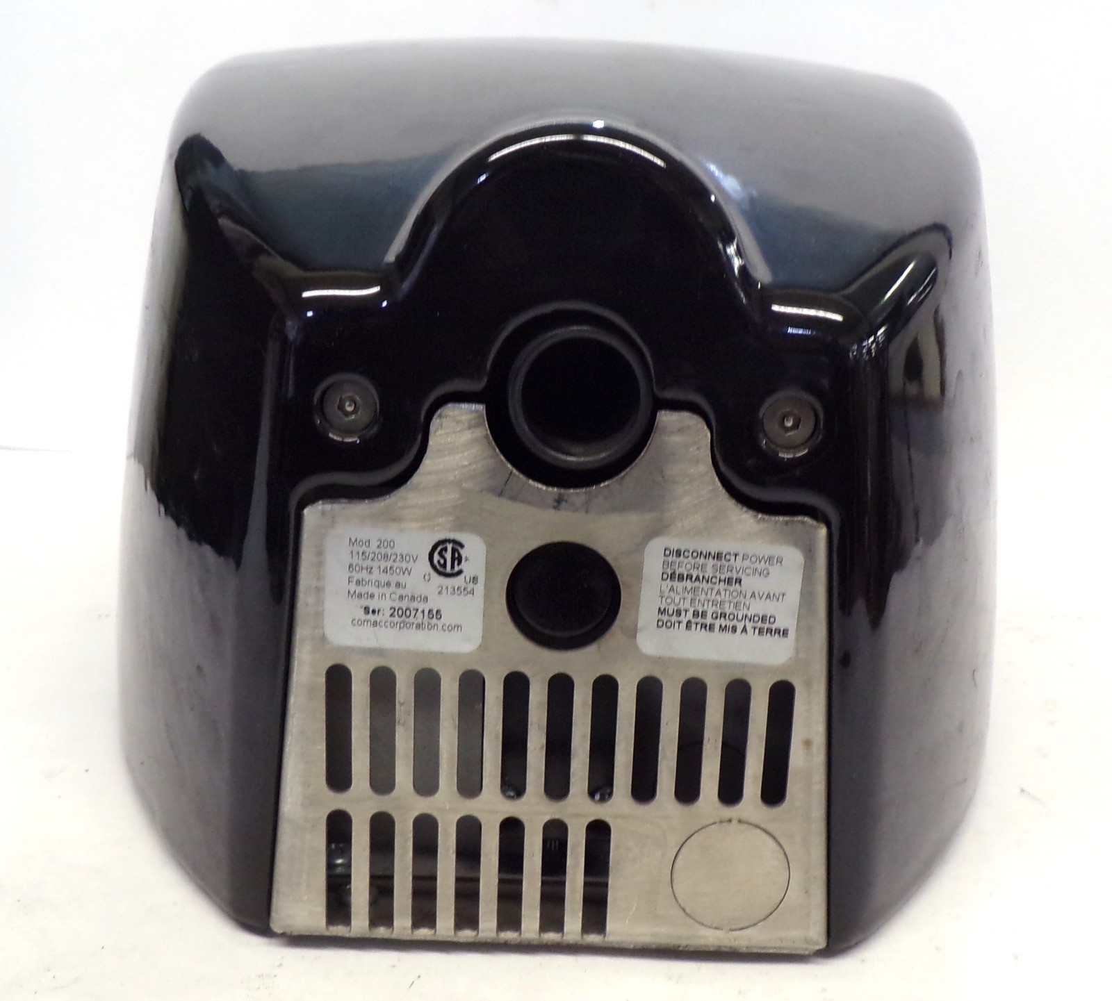 BLAST HAND DRYER BLACK CAST IRON COMAC CORP., C-200100002, 1450W, 115-208/230V