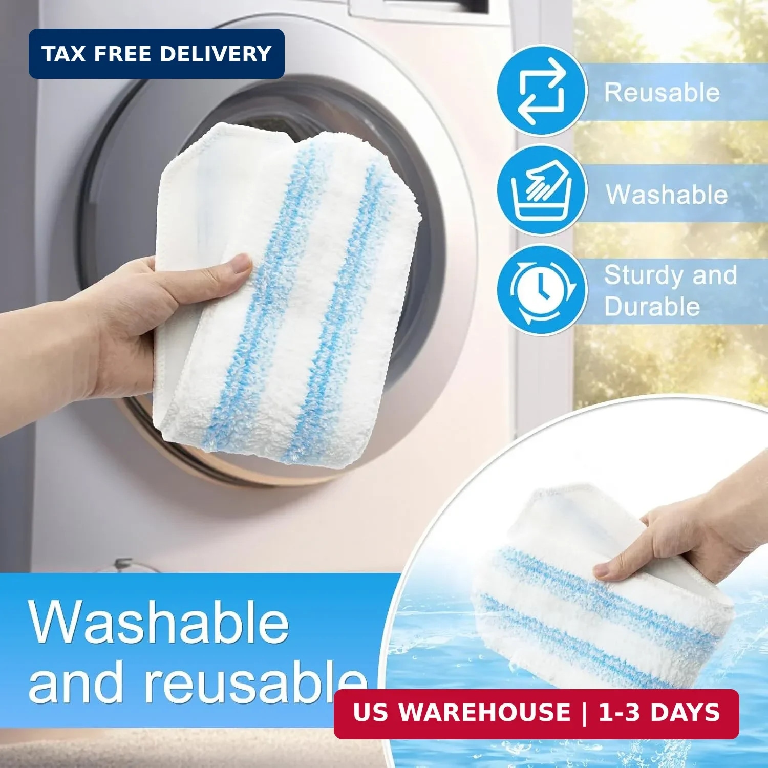 6 Pack Microfiber Replacement Mop Pads for O-Cedar H2prO Flat Mop System, Washab