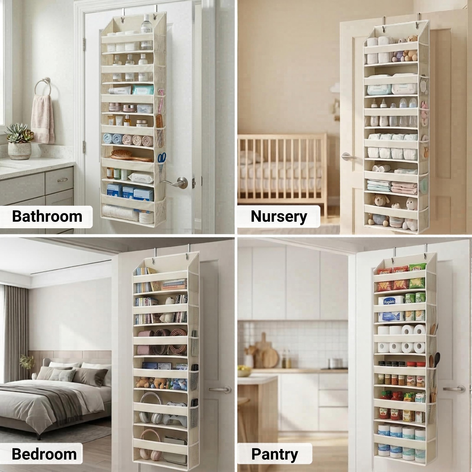 HOMELUX THEORY UPGRADED 6 Tiers Over The Door Standard 1 set, 1. Ivory