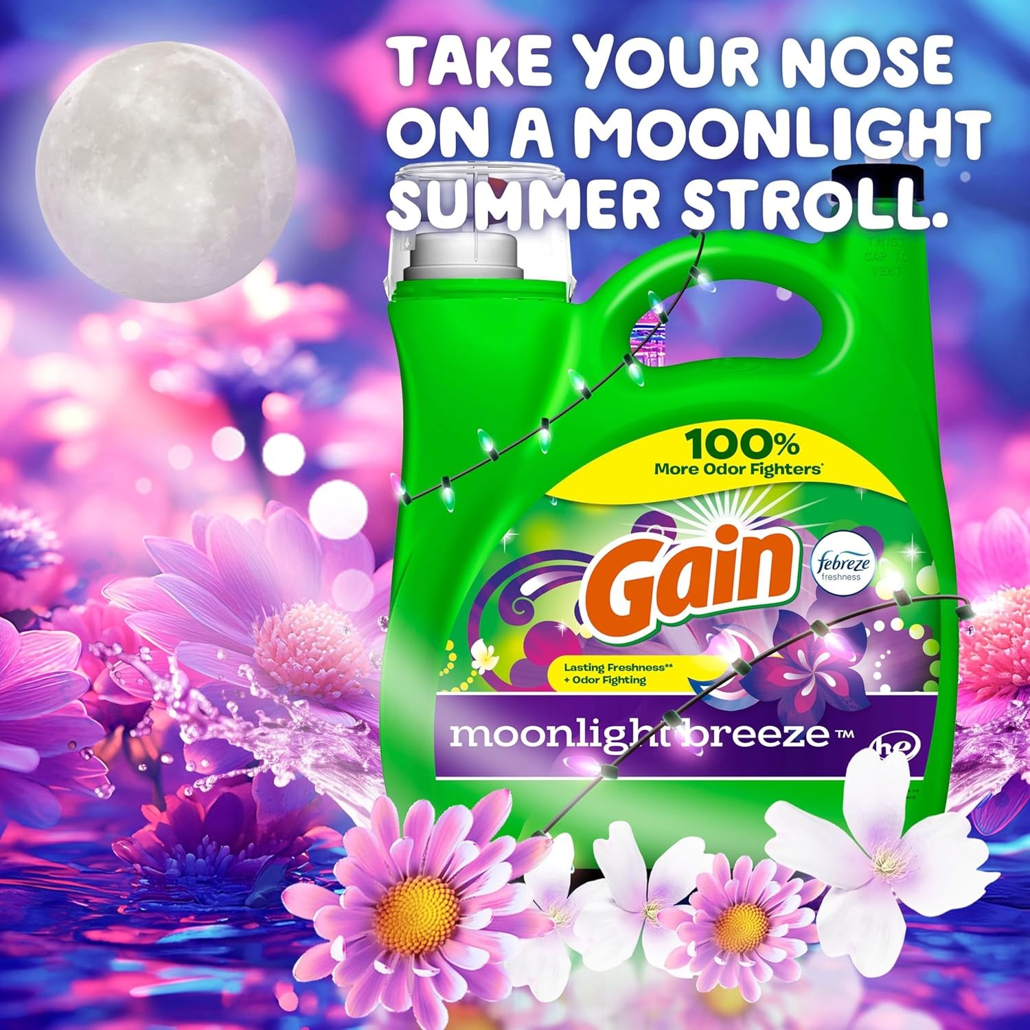 Gain Liquid Laundry Detergent, Moonlight Breeze Scent, 194 Fl Oz, 134 Loads