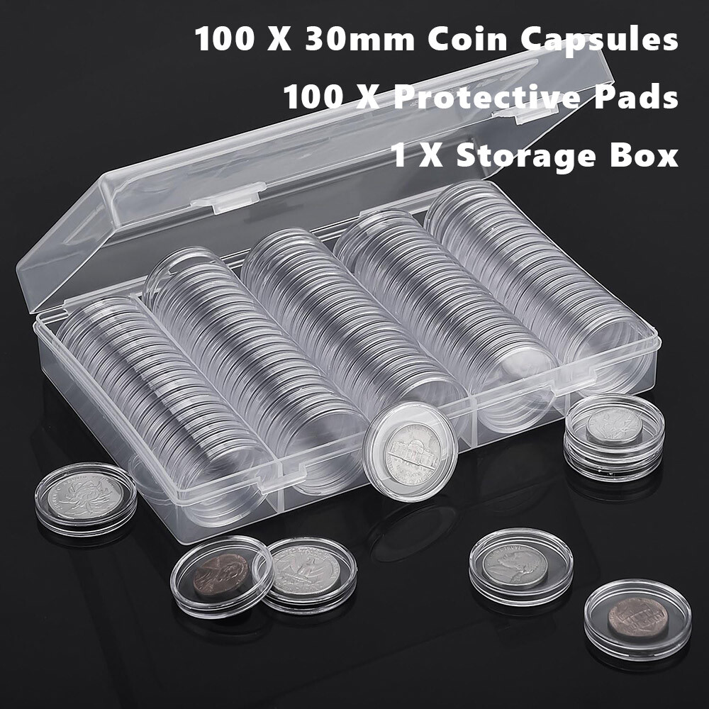 100X Franklin Mint Coin Storage Case Kennedy JFK Half Dollar 30.6mm Fit Holder