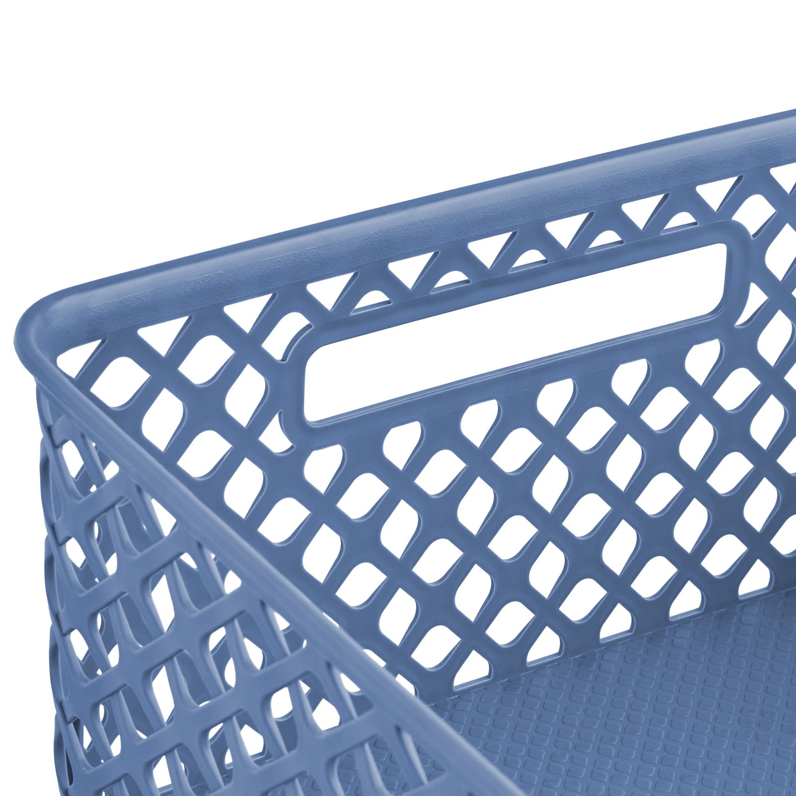 (3 pack) Medium Blue Decorative Plastic Storage Basket, 14 in x 11.5 in x 5.3 in