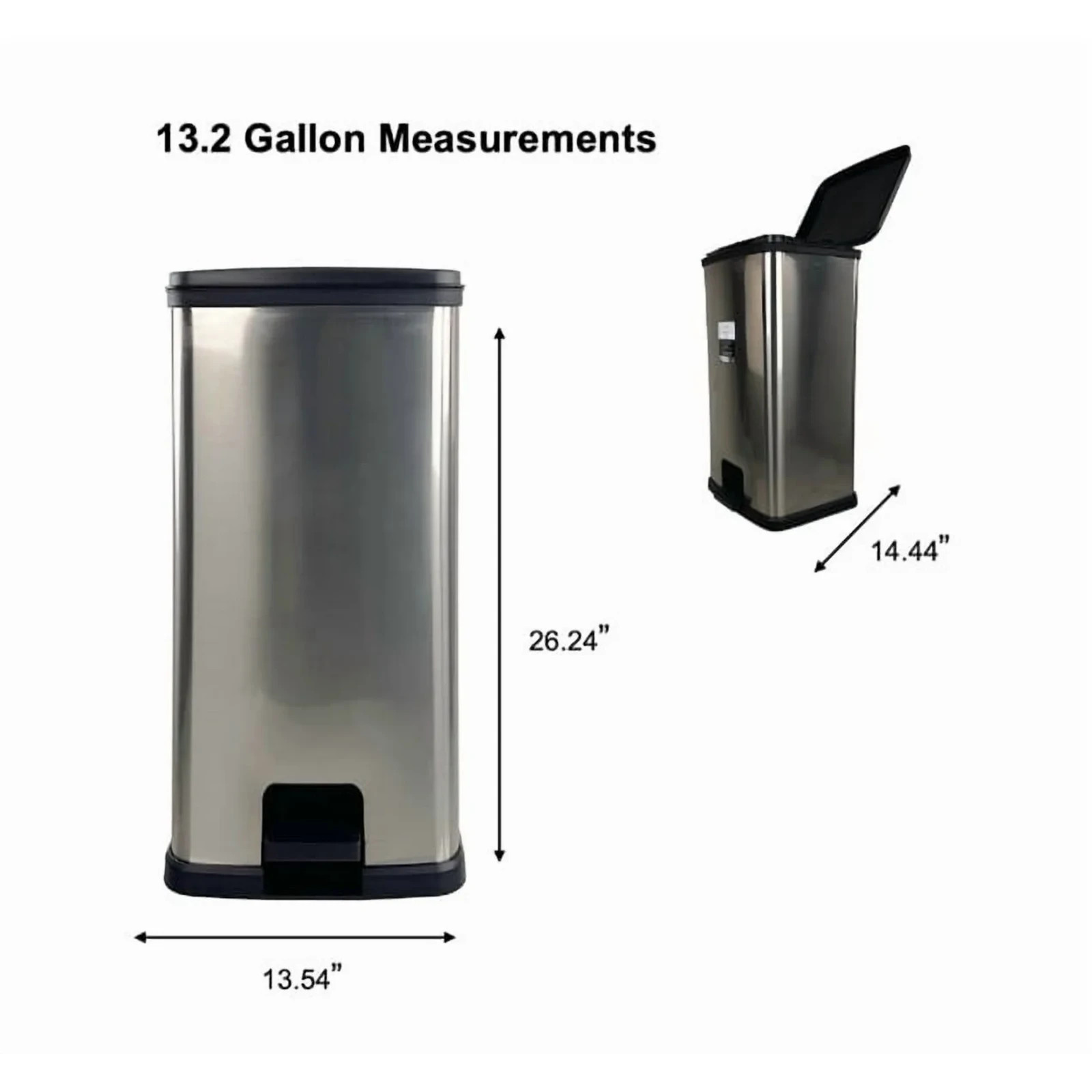 Mainstays Kitchen Trash Can, 13 Gallon, Rectangular Step Garbage Bin