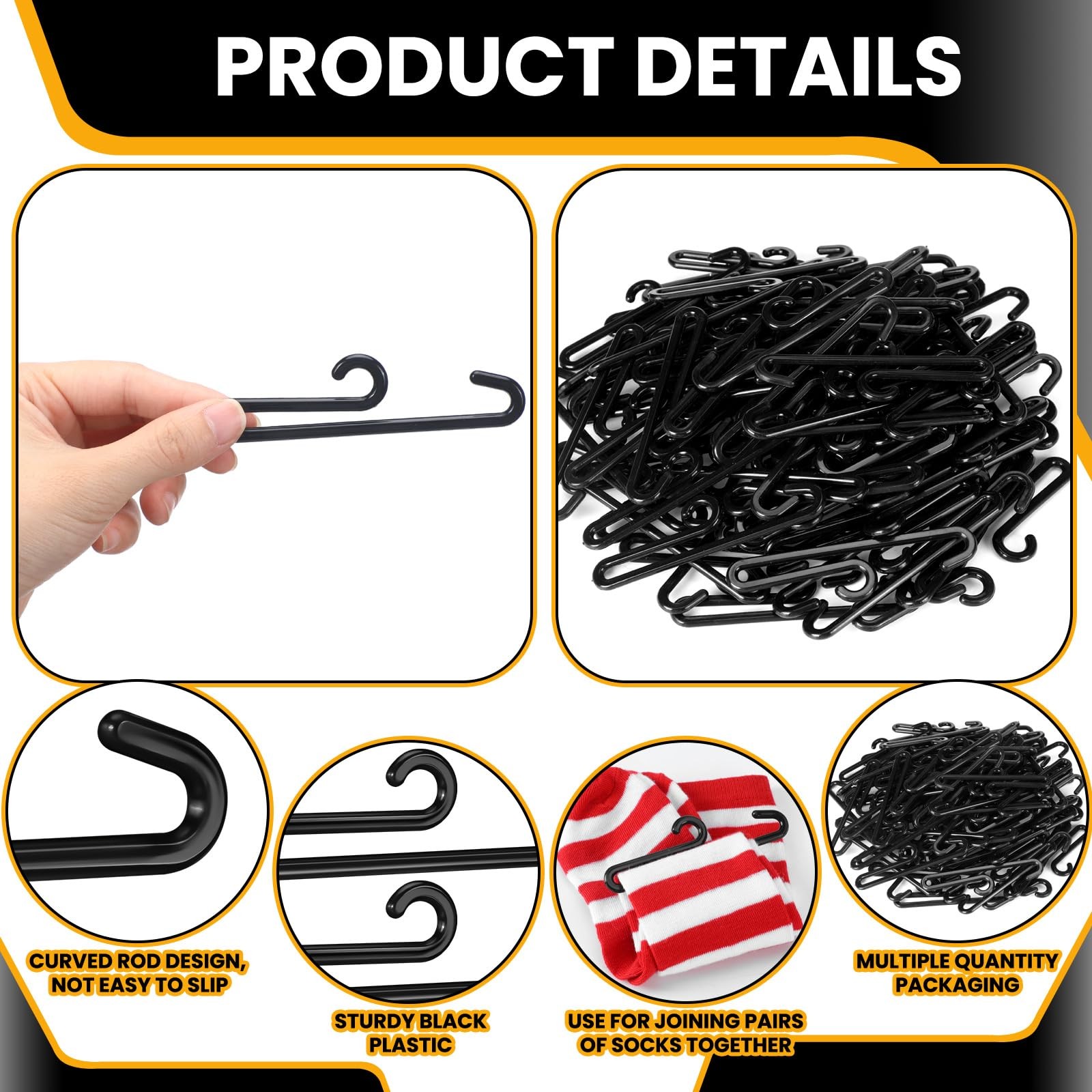 250 Pcs Plastic Sock Hanger with Curved Bar 3.9″ Display Hooks Hangers Retail…