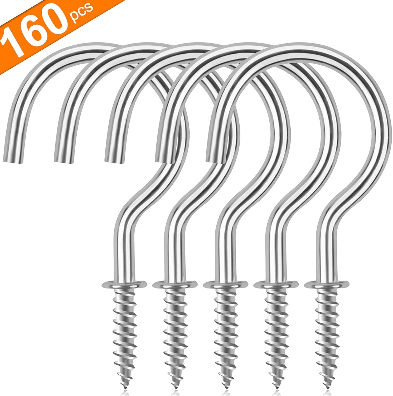 Cup Screw Hooks,3/4 inch Metal Screw in Ceiling Hooks,160 Pack Metal Plant Hange
