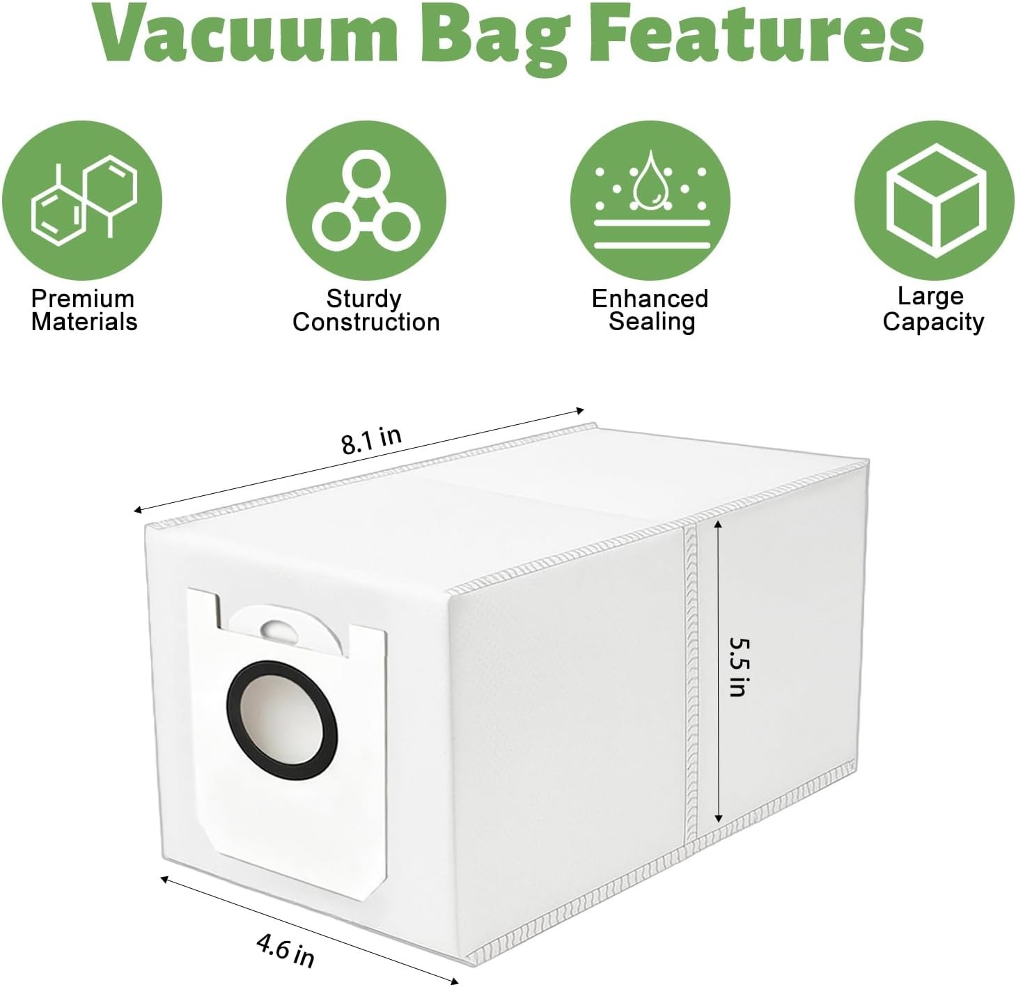 8 Pack 3.5L Vacuum Bags Compatible with bObsweep Dustin Orb i Self Emptying
