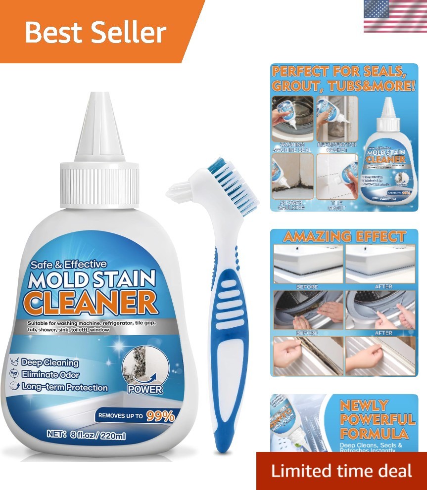 Mold Stain Cleaner Gel, 8 FL oz Heavy-Duty for Washing Machine Gasket, Shower…