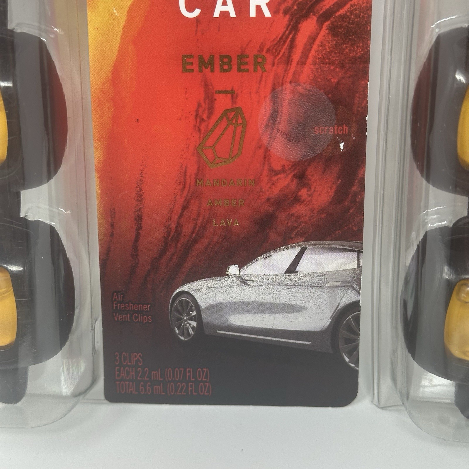 2 PACKS OF 3 Febreze Car Air Freshener Ember Scent Vent Clips 0.7oz