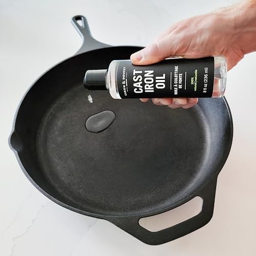 Cast Iron Cleaning Soap 8oz Seasoning Oil 2 Piece Set Plant Based Cookware Care