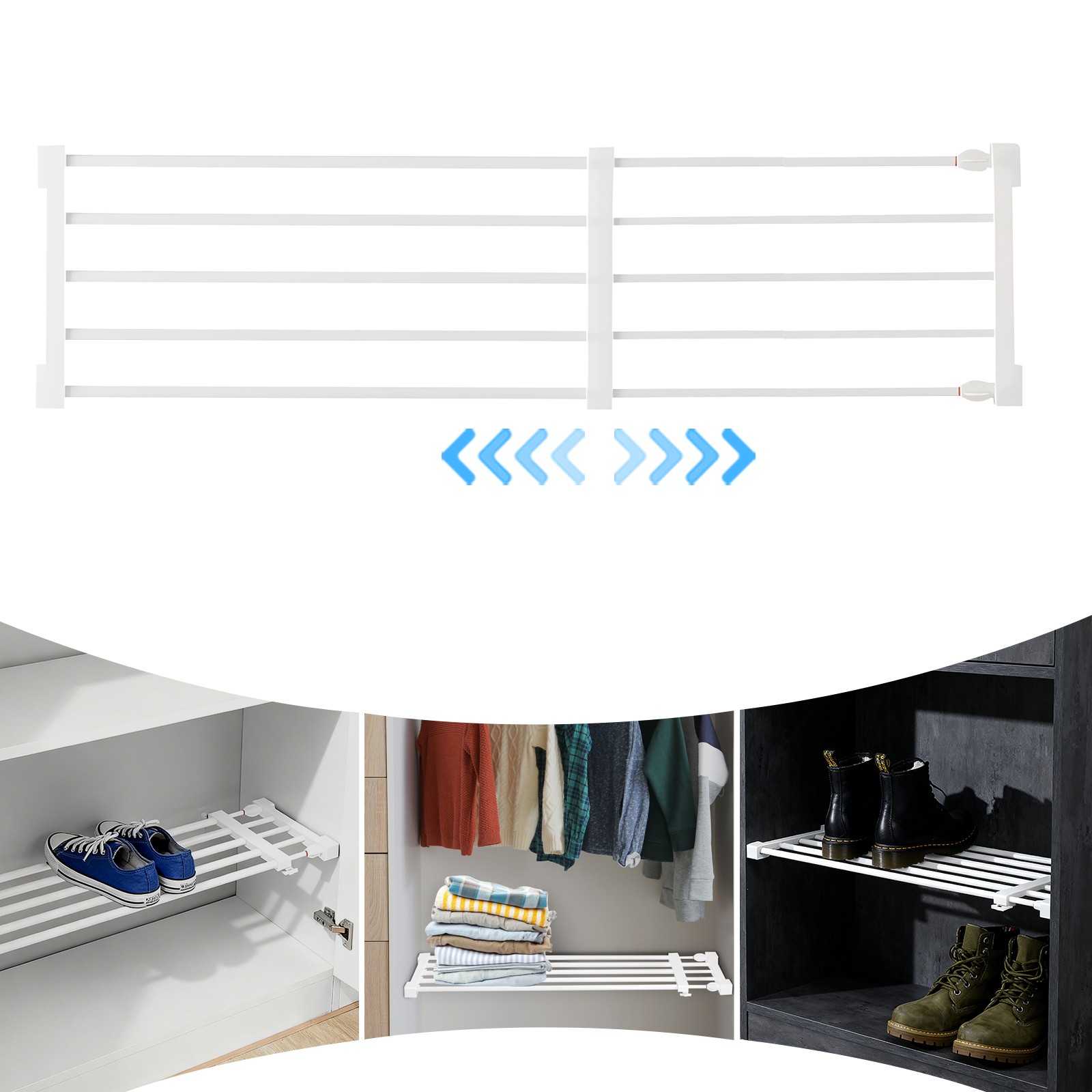 Expandable Closet Tension Shelf 19.69-31.5in Adjustable Wardrobe Divider Storage