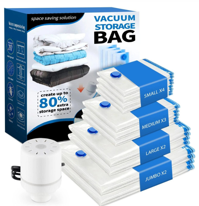 Vacuum Storage Bag 11 Space Saver Bags with Electric Air Pump For Clothes Pillow