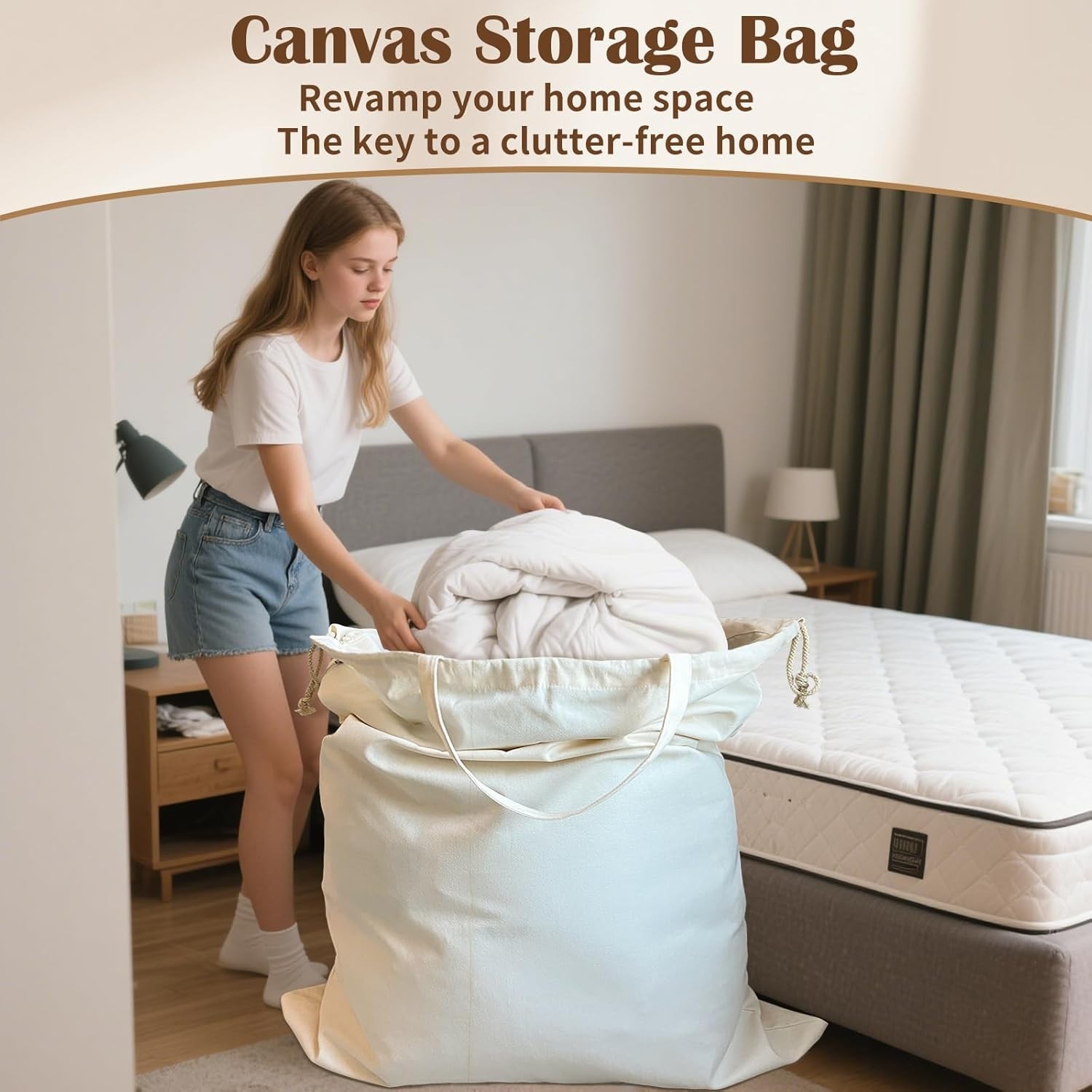Extra Large Canvas Laundry Bag choose size, Heavy Duty Washable Sack with Handle
