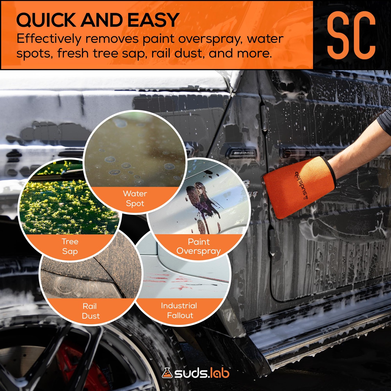 Suds Lab SC Synthetic Clay Mitt for Car Detailing – Reusable Clay Bar Mitt to…