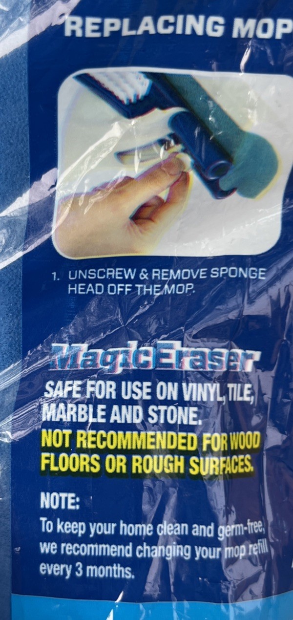 Mr. Clean Magic Eraser Roller Mop Refill Mophead Safe On Vinyl Tile Marble Stone