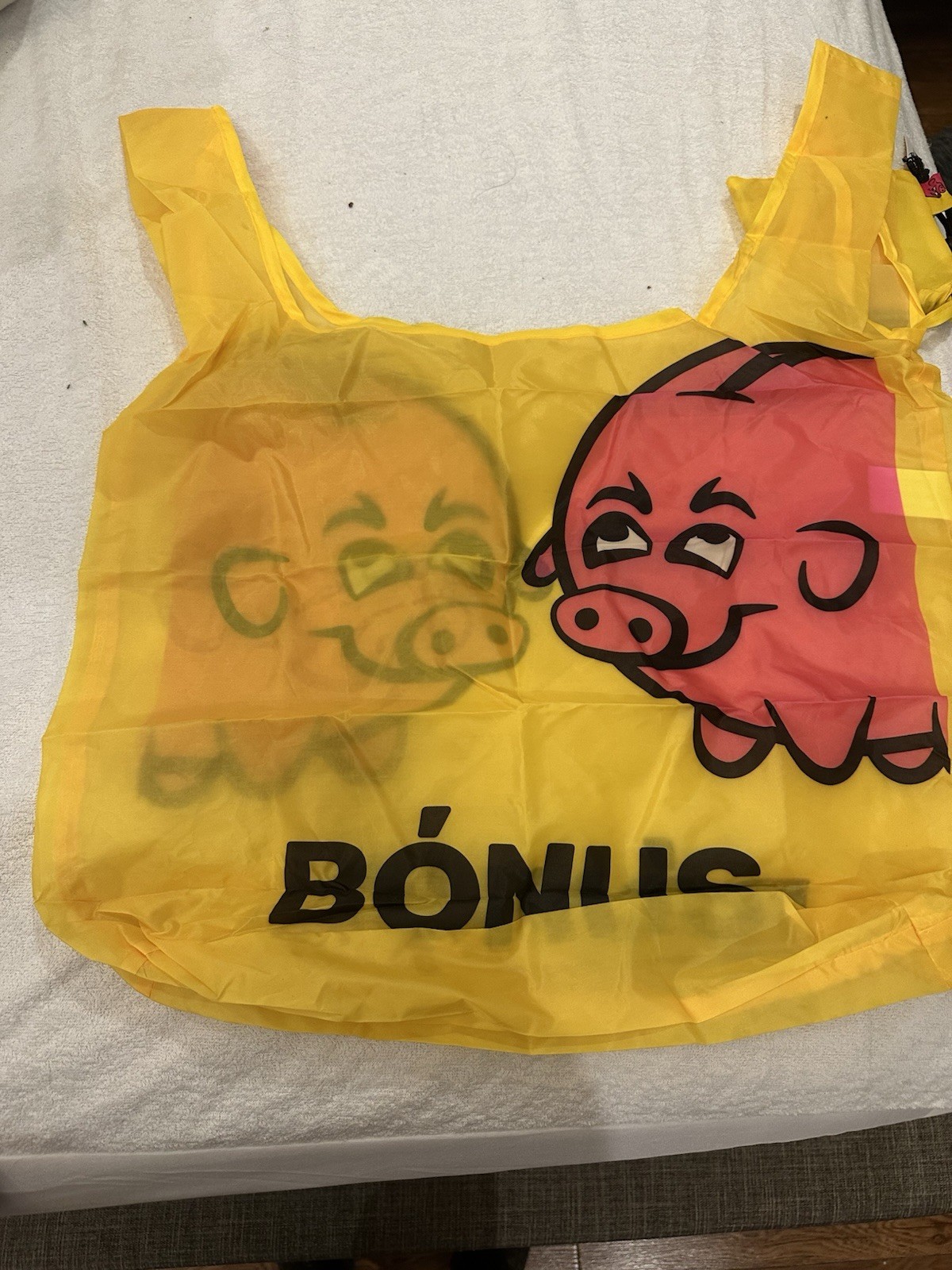 New Bónus Pig Reusable Nylon Grocery Tote Drawstring w/ Pouch Iceland FreeShip
