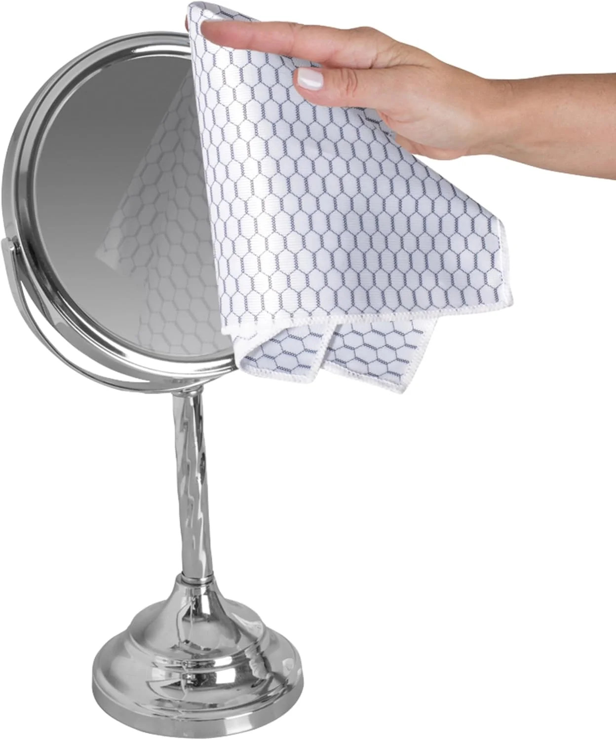Casabella Lint-Free Microfiber Glass and Mirror Cleaning Cloths, White/Black (Se