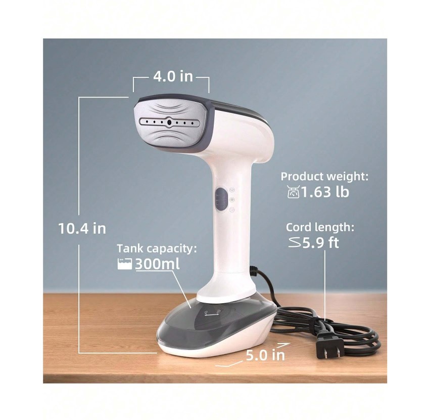1300W Handheld Garment Steamer 300ml 2 in 1 Steam Iron 120V Clothes