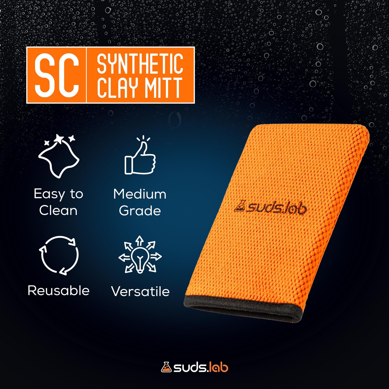 Suds Lab SC Synthetic Clay Mitt for Car Detailing – Reusable Clay Bar Mitt to…