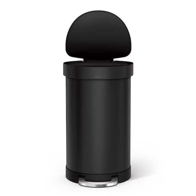 simplehuman 45L 12 Gal Semi Round Step Trash Can Liner Rim Matte Black CW2083 (7