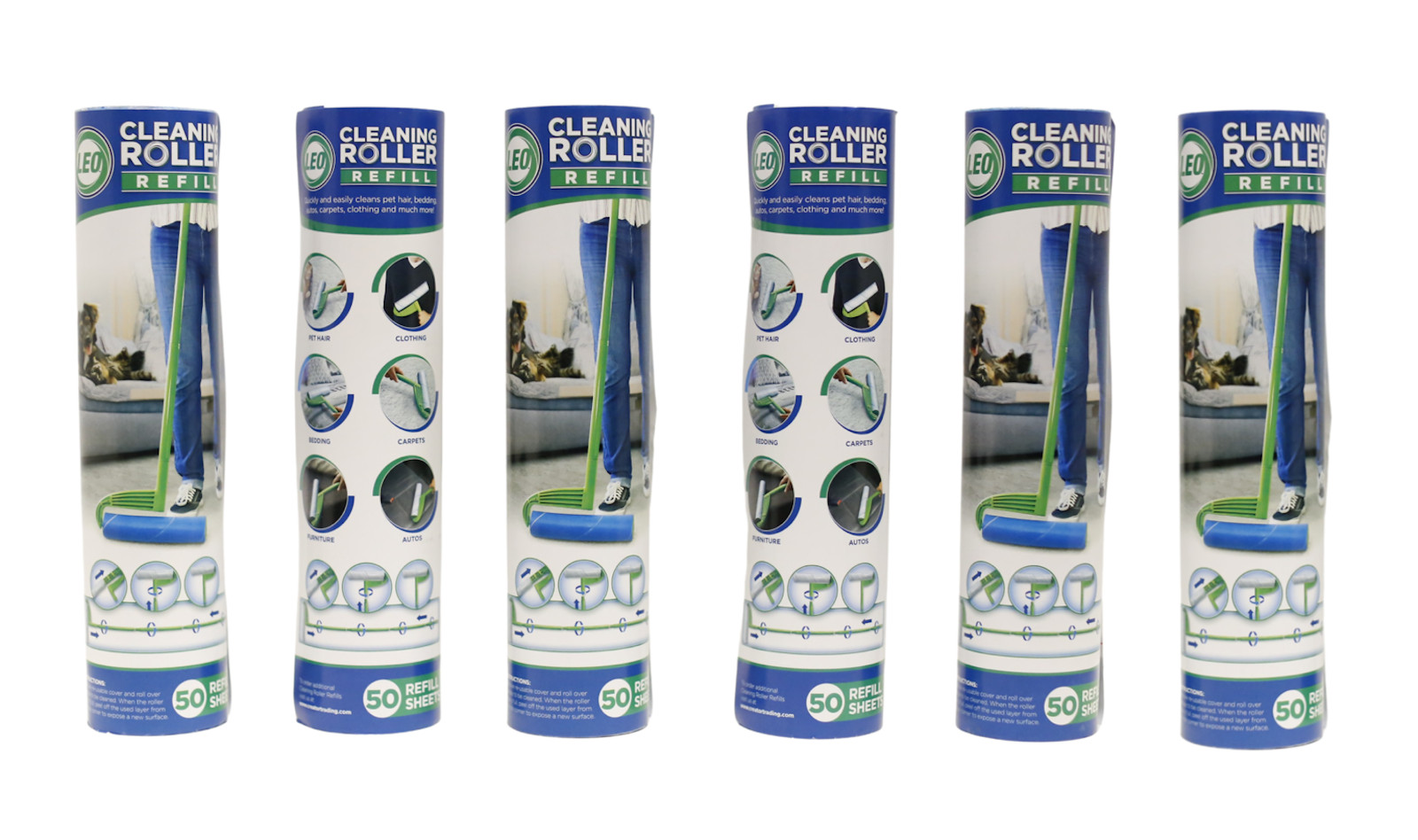 Leo Cleaning Roller or Refill 50 Sheets per roll 2/3/6 packs pet hair removal