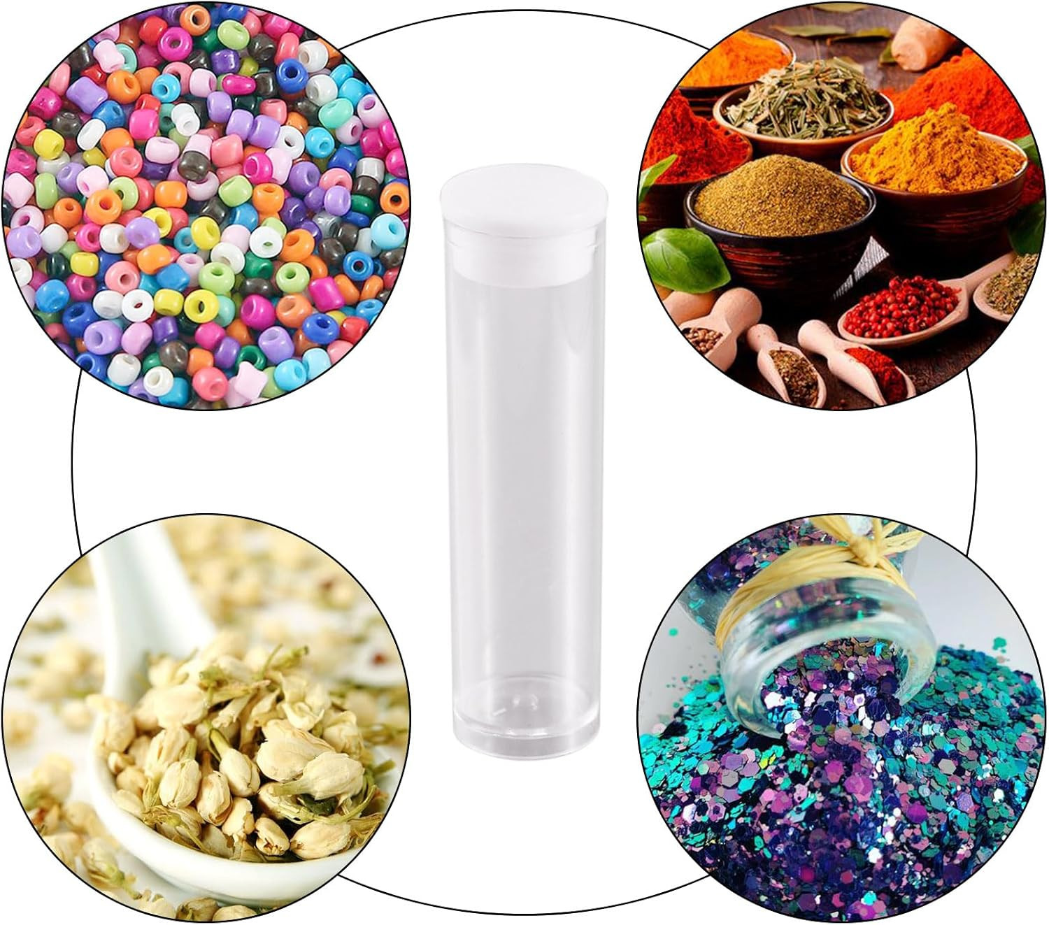 Elecrelive 100PCS Clear Plastic Tube Transparent Storage Tubes Bead Containers