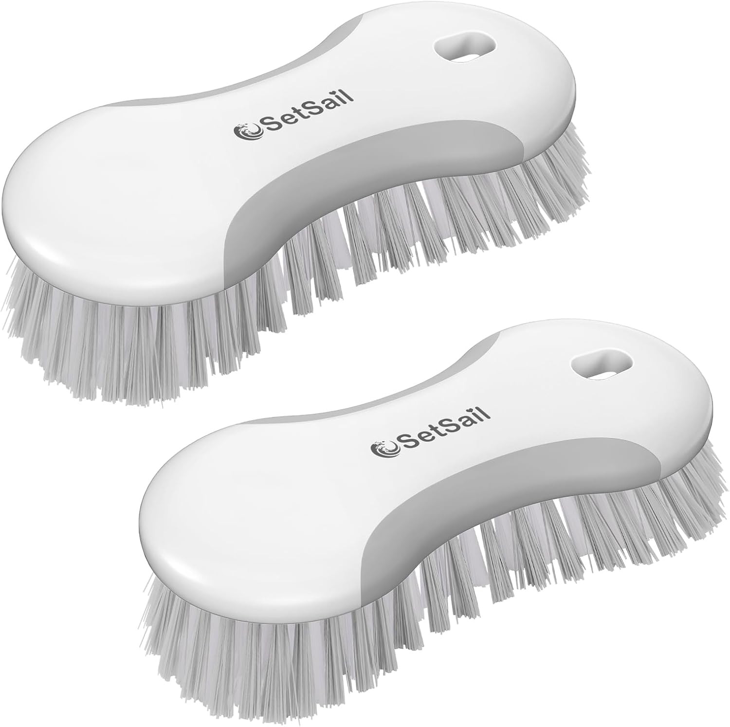 Multi-Purpose Scrub Brush of 2 Pack, Gray | Stiff Bristles Cleaning Brush with N