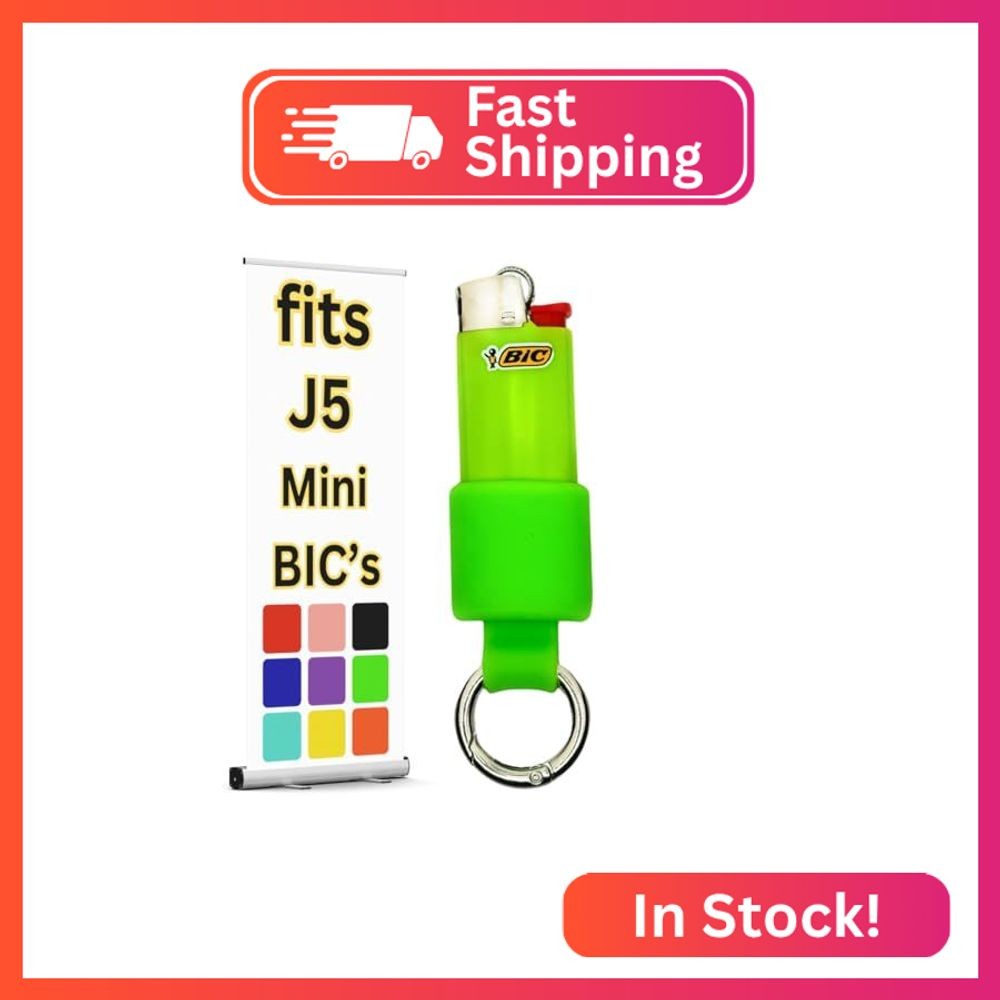 Mini Keychain Lighter Holder with Spring Clip | J5 Green Pouch Sleeve Case for S