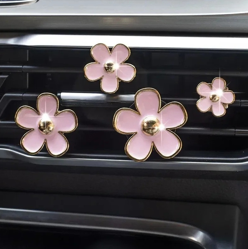 4 pcs Car Vent Perfume Clips Cute Flower Air Freshener Aromatherapy