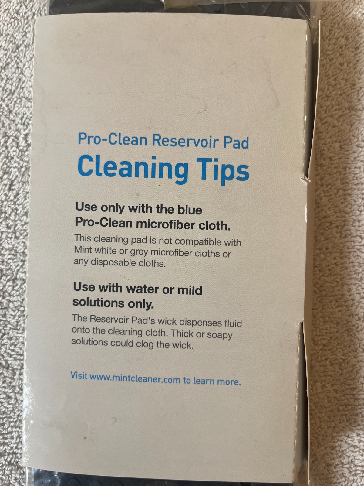 NEW Sealed PRO-CLEANER RESERVOIR PAD + MINT Blue Pro Clean Microfiber CLOTH