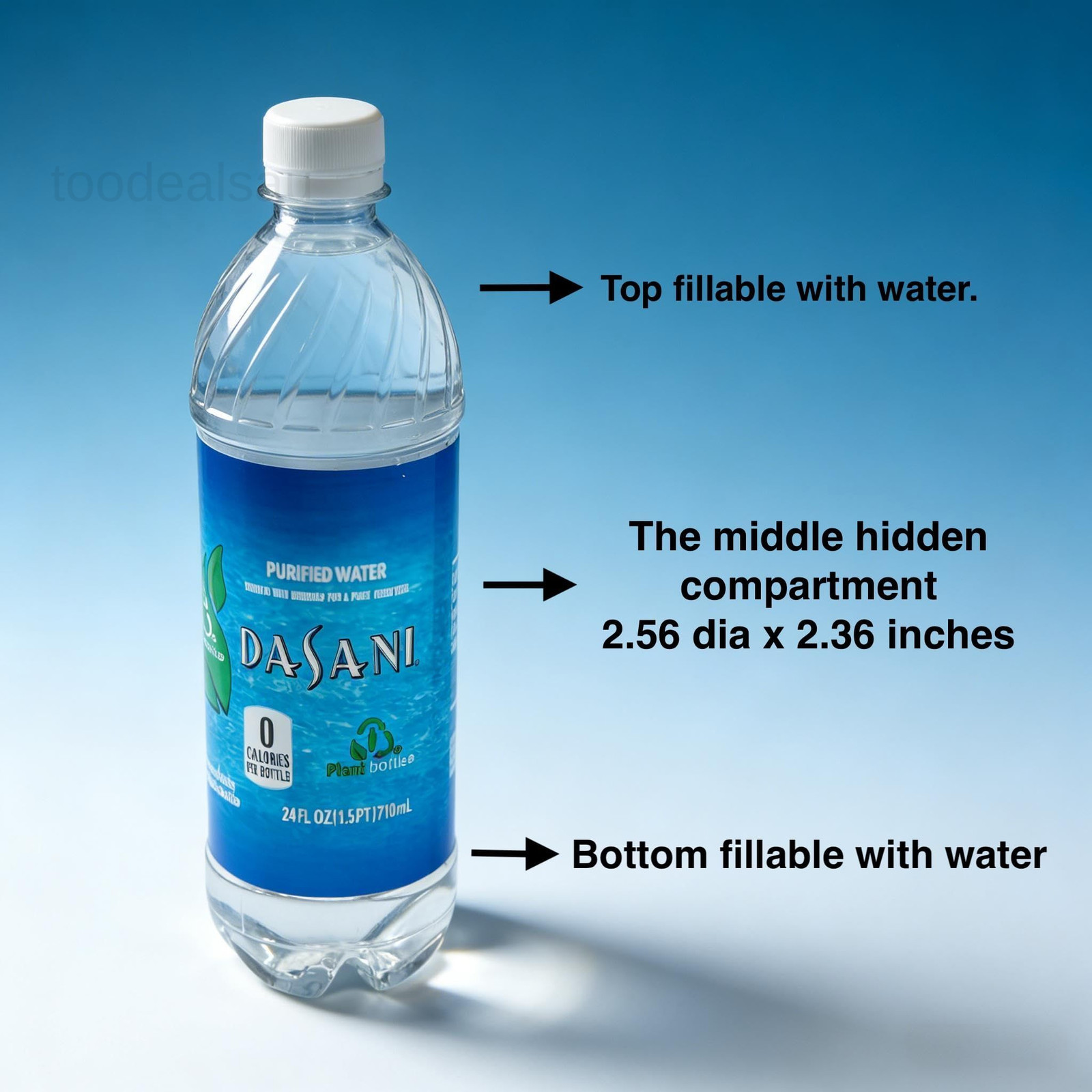Dasani Diversion Safe Water Bottle Stash Can 9.6 x 2.7 x inches