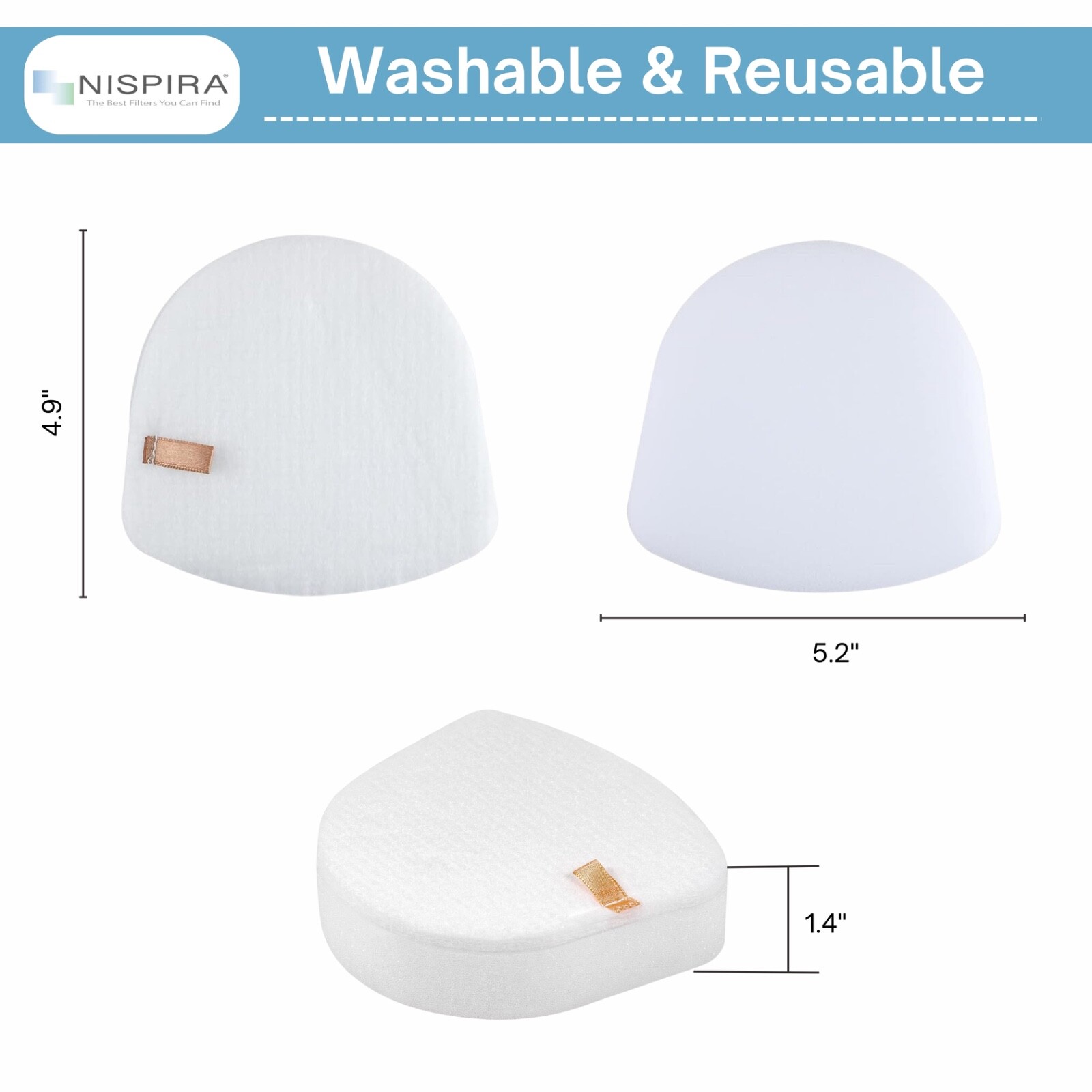 Nispira XFFK560 Foam Filters for Shark Upright Vacuum UV650 UV725 ZU560, 4 Packs