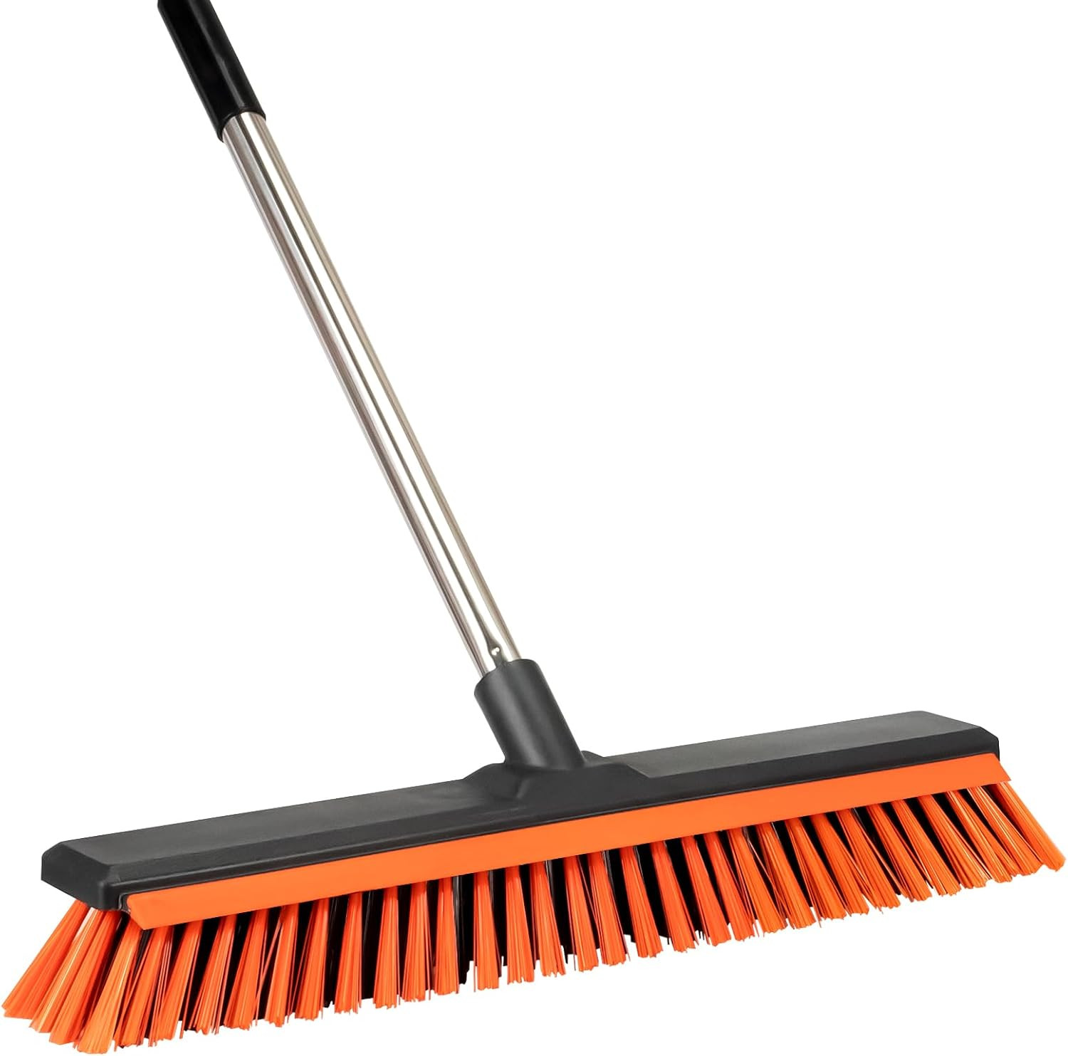 18″ Push Broom Outdoor with Rubber Squeegee,Heavy Duty Broom Brush with Handle,S