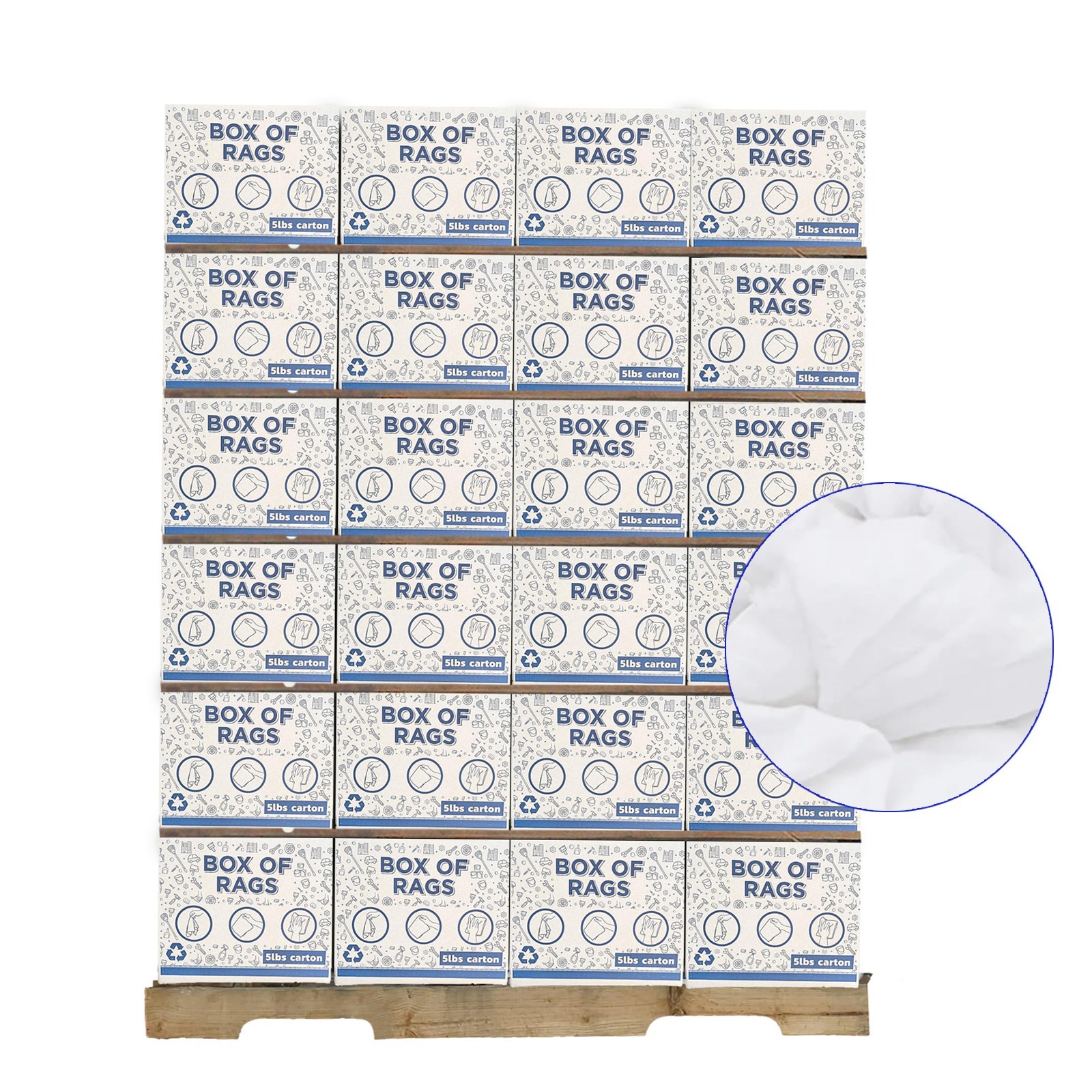 White New T-Shirt Knit Rags – 600 LB Bulk | Industrial Cleaning Wipers – Boxes
