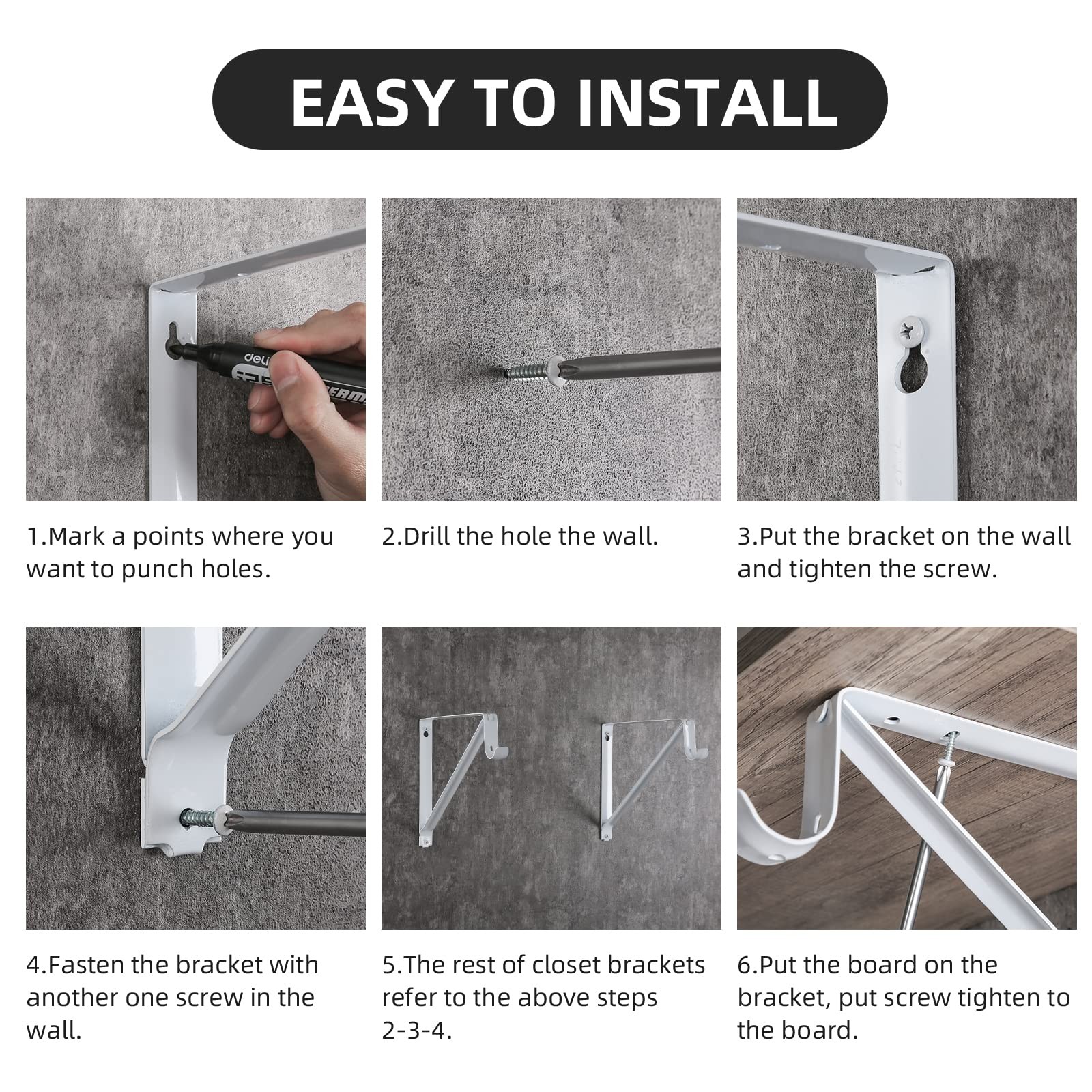 HOME MASTER HARDWARE Heavy Duty Closet Shelf Rod Brackets Supports 300lbs 10Pack