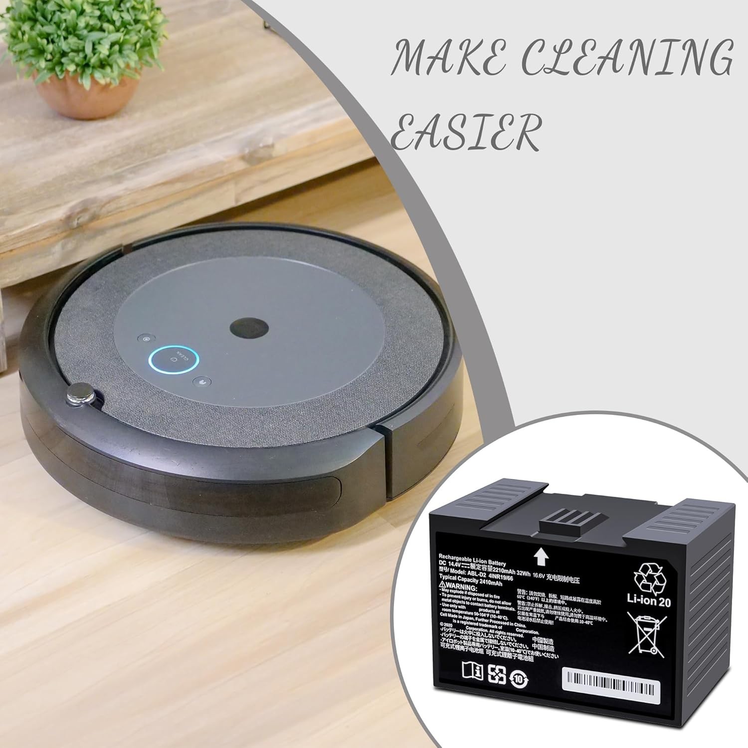 ABL-D2 Battery for iRobot Roomba j7 i7 i4 i6 i8 Series, j7 j7+ j7550 i4 i4+ i415