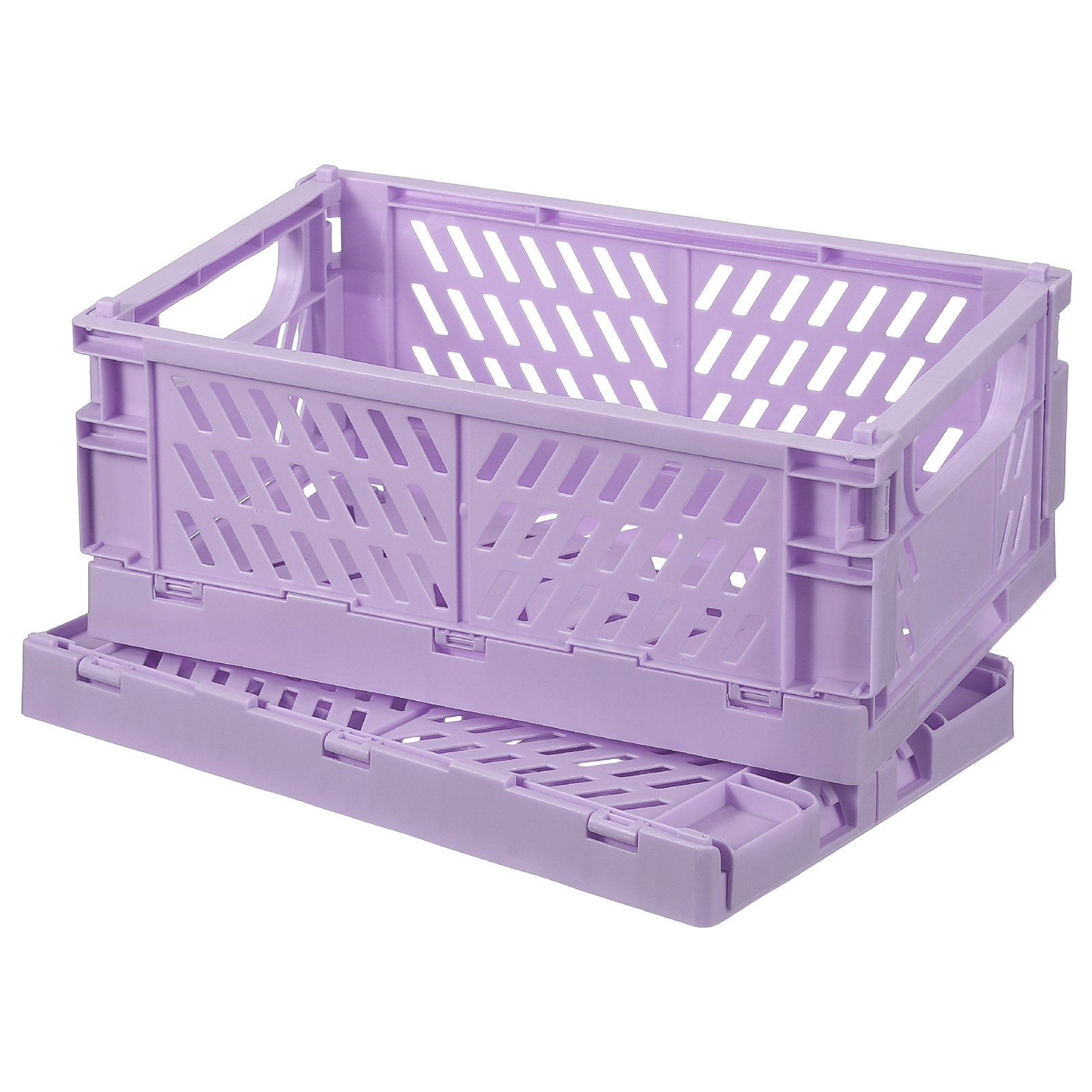 2Pcs Plastic Storage Baskets Stackable Bins(6 x 3.9 x 2.4″ Purple)