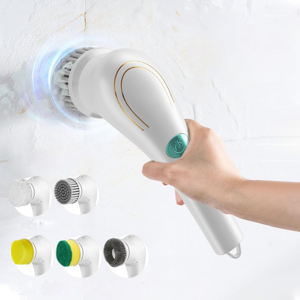 5IN1 Electric Spin Scrubber Cordless Power Cleaning Brush Rechargeable Cleaner-=