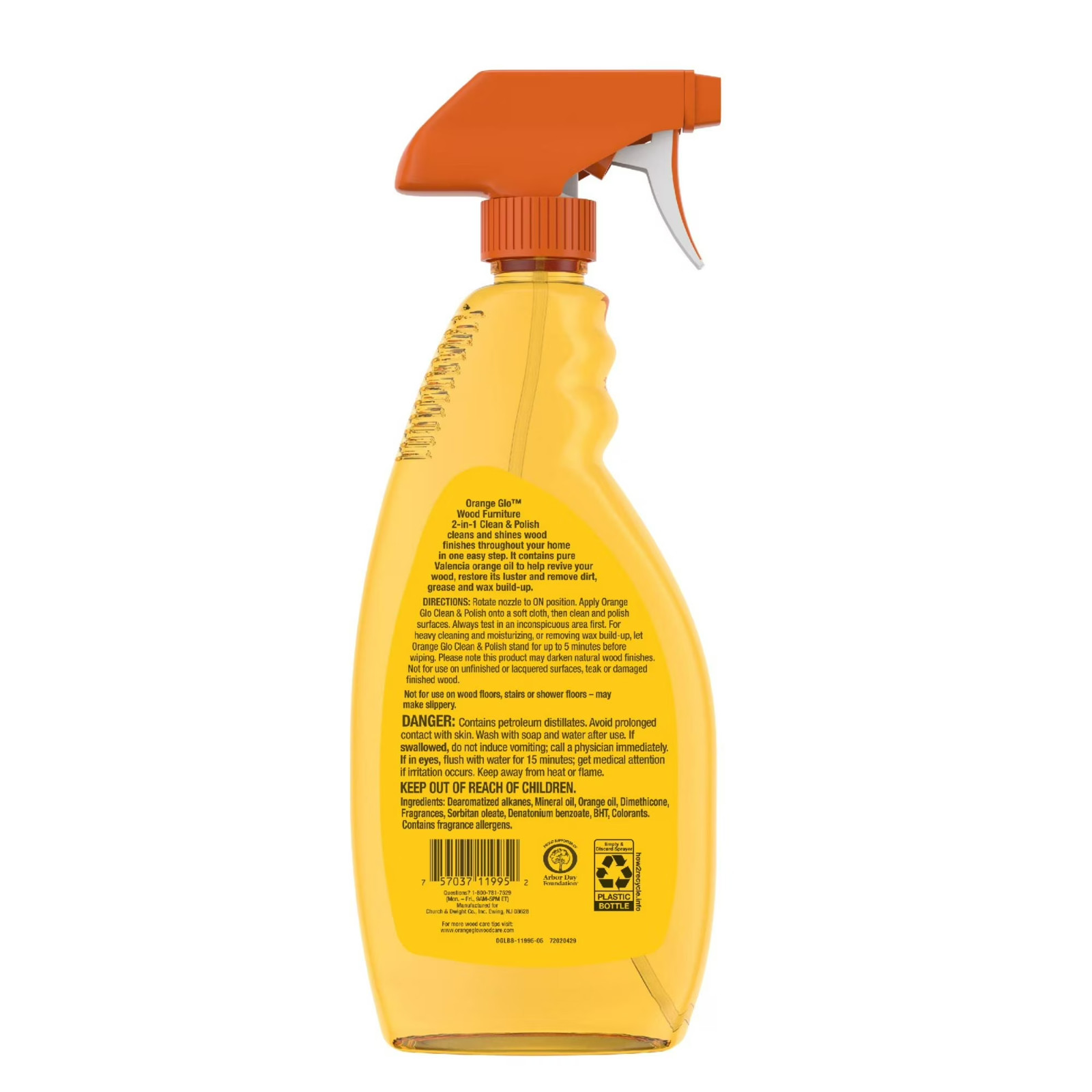 Orange Glo Wood Furniture 2-in-1 Clean & Polish Spray, 16 oz Pack of 3