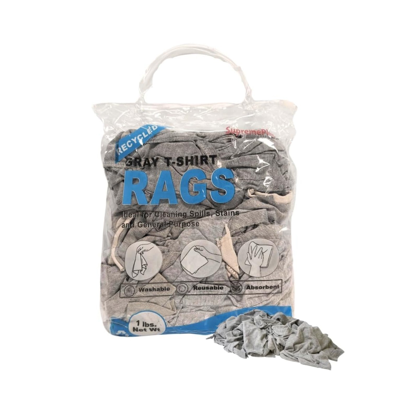 Recycled Cotton T-Shirt Knit Rags | Shop Gray Cleaning Cloths for Wiping – Bags