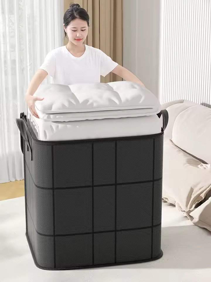 Foldable Clothes Storage Bin – Large Capacity Quilt Organizer with Handle