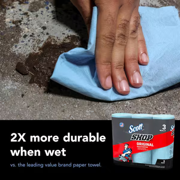Blue 1-Ply 9×11 Shop Towel Cleaning Wipes (3-Pack Bundle of 10)